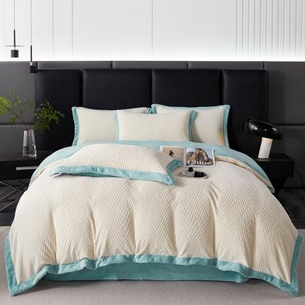 91家纺网 家纺一手货源 找家纺 佳居缘 2023新款230g全消光牛奶绒四件套-印象系列 印象-绿