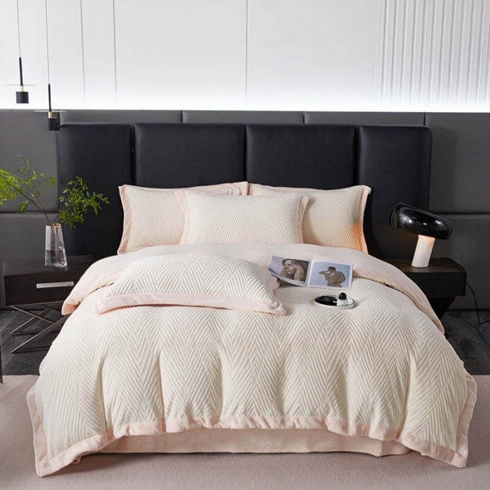 91家纺网 家纺一手货源 找家纺 佳居缘 2023新款230g全消光牛奶绒四件套-印象系列 印象-粉