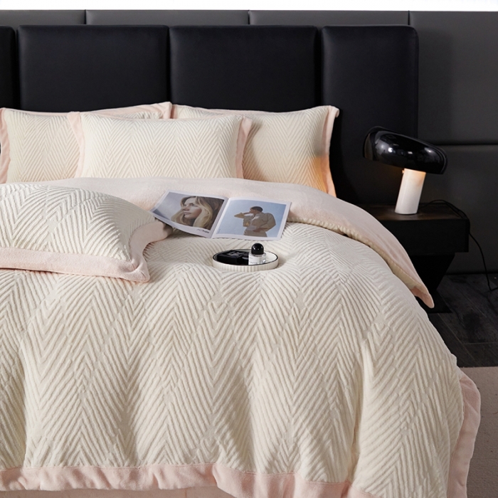 91家纺网 家纺一手货源 找家纺 佳居缘 2023新款230g全消光牛奶绒四件套-印象系列 印象-粉