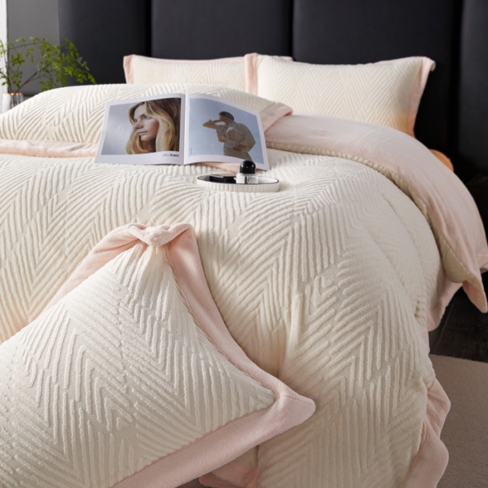 91家纺网 家纺一手货源 找家纺 佳居缘 2023新款230g全消光牛奶绒四件套-印象系列 印象-粉