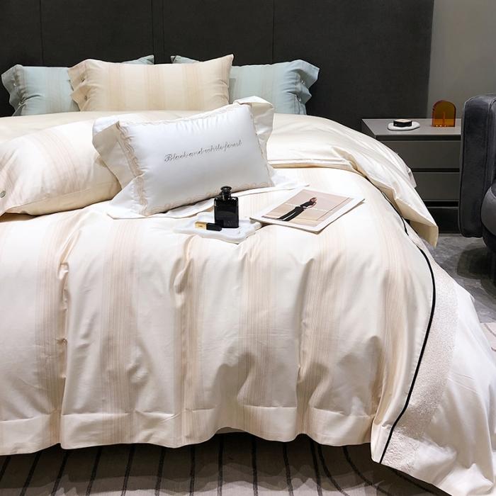 91家纺网 家纺一手货源 找家纺 黑白森林23款100支金线色织提花四件套纯棉床上用品