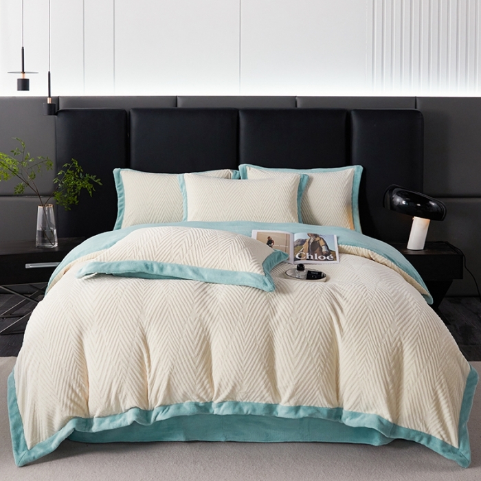 91家纺网 家纺一手货源 找家纺 佳居缘 2023新款230g全消光牛奶绒四件套-印象系列 印象-绿