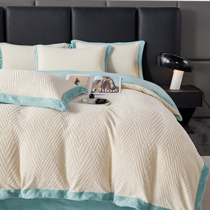 91家纺网 家纺一手货源 找家纺 佳居缘 2023新款230g全消光牛奶绒四件套-印象系列 印象-绿