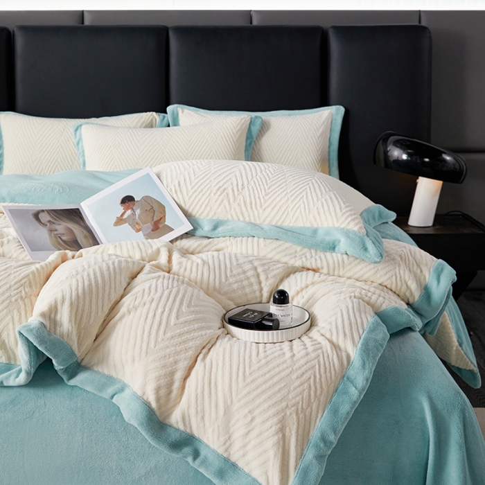 91家纺网 家纺一手货源 找家纺 佳居缘 2023新款230g全消光牛奶绒四件套-印象系列 印象-绿