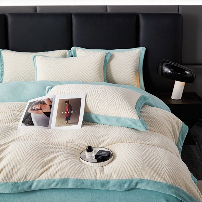 91家纺网 家纺一手货源 找家纺 佳居缘 2023新款230g全消光牛奶绒四件套-印象系列 印象-绿