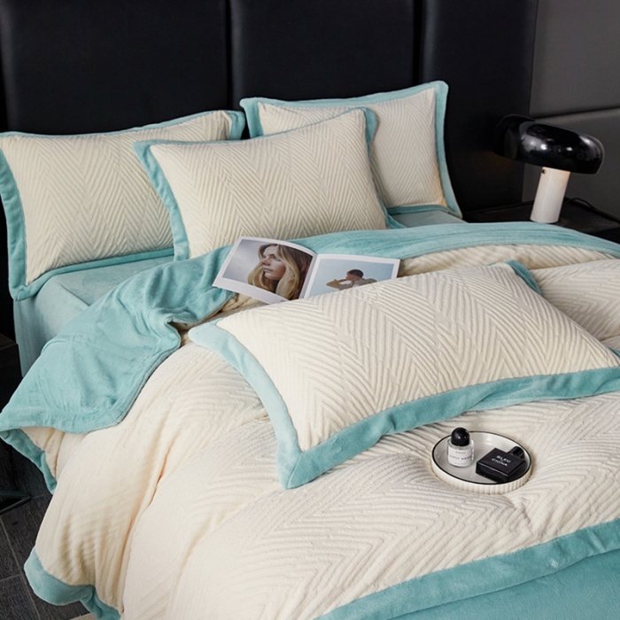 91家纺网 家纺一手货源 找家纺 佳居缘 2023新款230g全消光牛奶绒四件套-印象系列 印象-绿