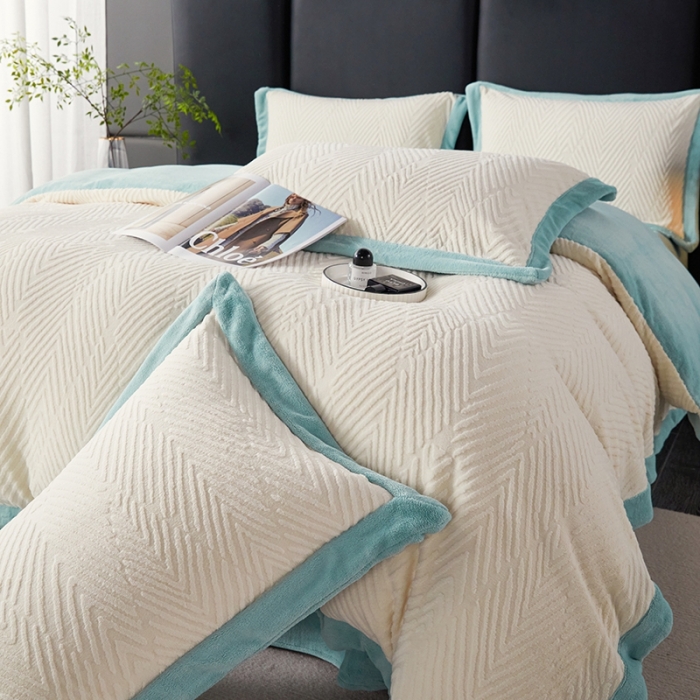 91家纺网 家纺一手货源 找家纺 佳居缘 2023新款230g全消光牛奶绒四件套-印象系列 印象-绿