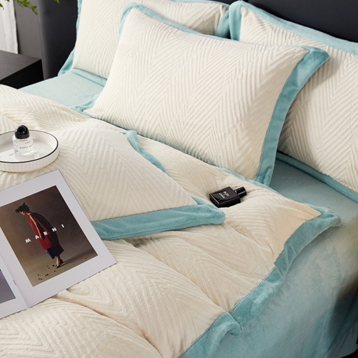 91家纺网 家纺一手货源 找家纺 佳居缘 2023新款230g全消光牛奶绒四件套-印象系列 印象-绿