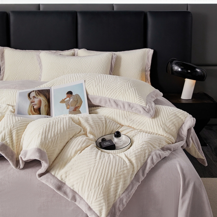 91家纺网 家纺一手货源 找家纺 佳居缘 2023新款230g全消光牛奶绒四件套-印象系列 印象-紫