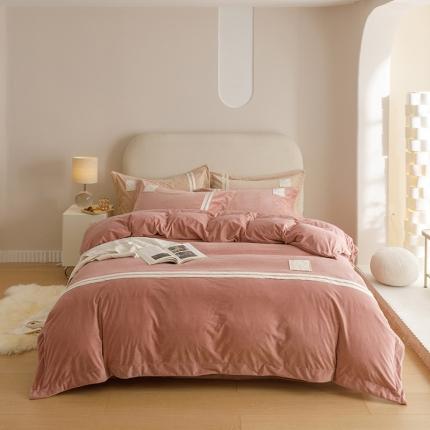 91家纺网 家纺一手货源 找家纺 (总)摩卡 2024新款轻奢简约宝宝绒四件套