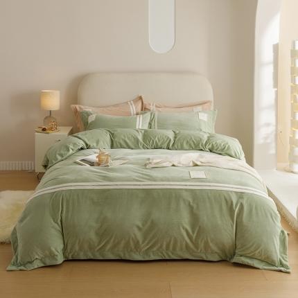 91家纺网 家纺一手货源 找家纺 (总)摩卡 2024新款轻奢简约宝宝绒四件套