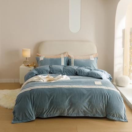 91家纺网 家纺一手货源 找家纺 (总)摩卡 2024新款轻奢简约宝宝绒四件套