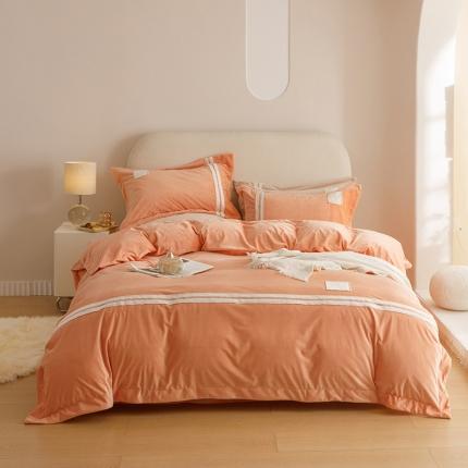 91家纺网 家纺一手货源 找家纺 (总)摩卡 2024新款轻奢简约宝宝绒四件套