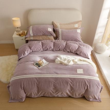 91家纺网 家纺一手货源 找家纺 (总)摩卡 2024新款轻奢简约宝宝绒四件套