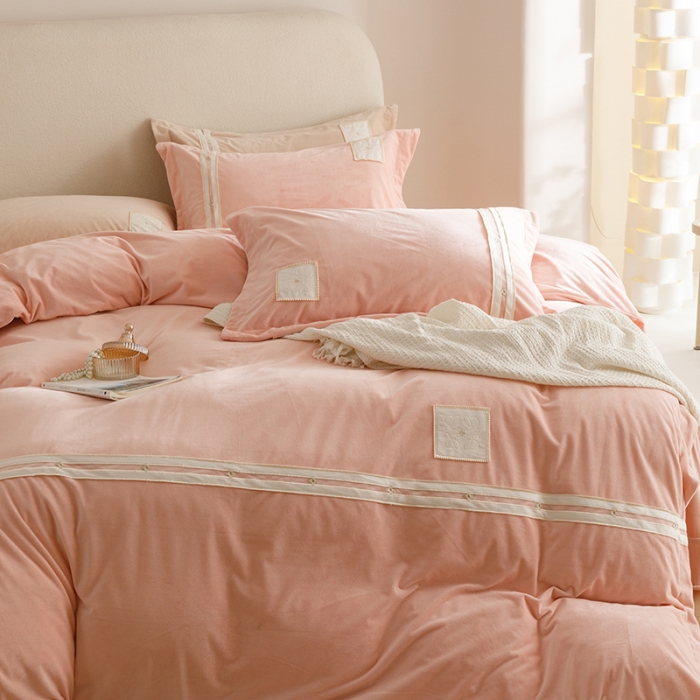 91家纺网 家纺一手货源 找家纺 (总)摩卡 2024新款轻奢简约宝宝绒四件套