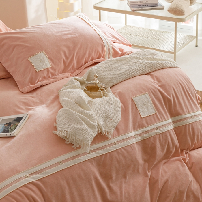 91家纺网 家纺一手货源 找家纺 摩卡 2024新款轻奢简约宝宝绒四件套 唯一-果粉