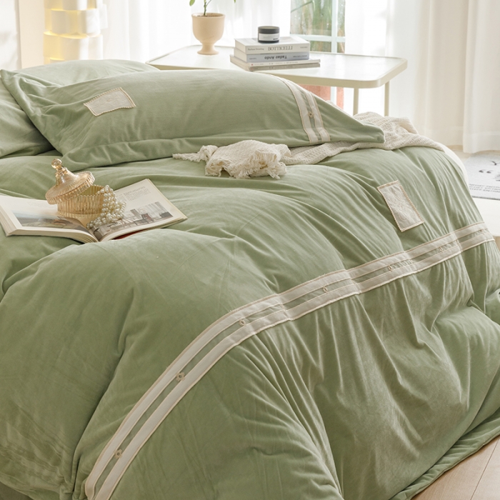 91家纺网 家纺一手货源 找家纺 摩卡 2024新款轻奢简约宝宝绒四件套 唯一-青提