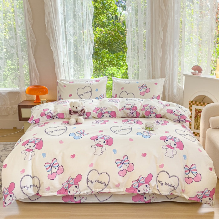 91家纺网 家纺一手货源 找家纺 感遇 2023新款三丽鸥卡通四件套桃心美乐蒂