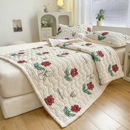 91家纺网 家纺一手货源 找家纺 摩妮卡 2025新款A类玉米绒夹棉牛奶绒床垫 花漫