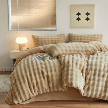 91家纺网 家纺一手货源 找家纺 （总）青竹苑 2023秋冬爆款泡泡兔毛绒兔兔绒四件套