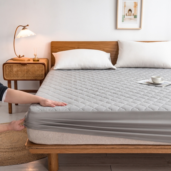 91家纺网 家纺一手货源 找家纺 丽芙 2024新款防水床笠素色-【四季款】 摩卡灰