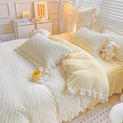 91家纺网 家纺一手货源 找家纺 （总）静家居 2024牛奶绒韩版花边提花四件套