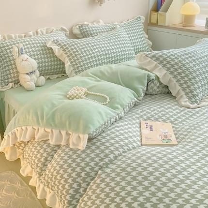 91家纺网 家纺一手货源 找家纺 （总）静家居 2024牛奶绒韩版花边提花四件套