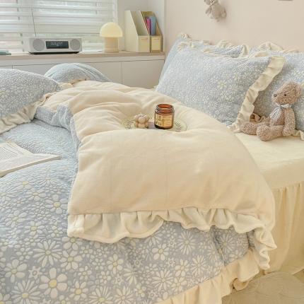 91家纺网 家纺一手货源 找家纺 （总）静家居 2024牛奶绒韩版花边提花四件套