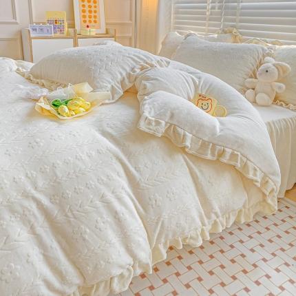 91家纺网 家纺一手货源 找家纺 （总）静家居 2024牛奶绒韩版花边提花四件套