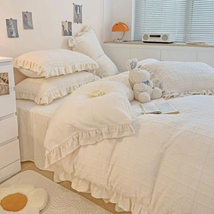 91家纺网 家纺一手货源 找家纺 （总）静家居 2024牛奶绒韩版花边提花四件套