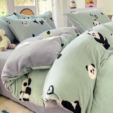 91家纺网 家纺一手货源 找家纺 （总）包小包 2023直播爆款220g高克重印花小清新牛奶绒四件套  提供买家秀