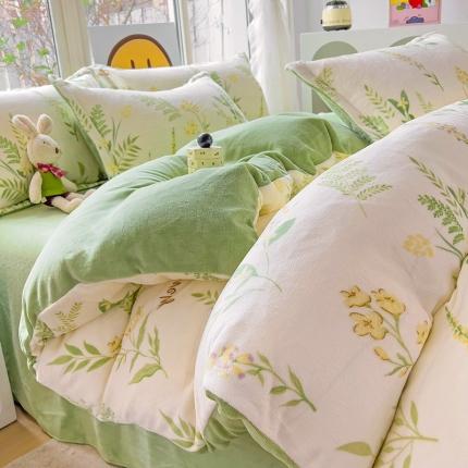 91家纺网 家纺一手货源 找家纺 （总）包小包 2023直播爆款220g高克重印花小清新牛奶绒四件套  提供买家秀