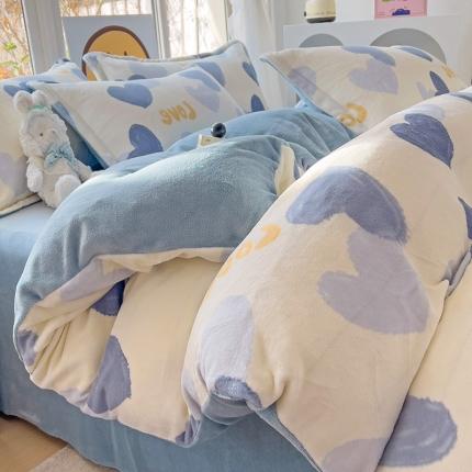 91家纺网 家纺一手货源 找家纺 （总）包小包 2023直播爆款220g高克重印花小清新牛奶绒四件套  提供买家秀