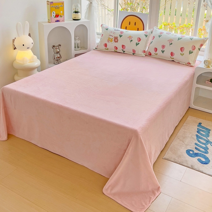 91家纺网 家纺一手货源 找家纺 包小包 2023直播爆款220g高克重印花小清新牛奶绒四件套郁金香小兔