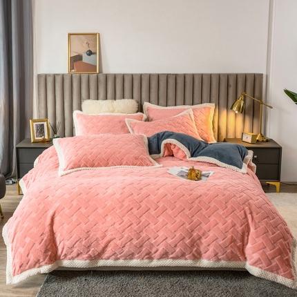 91家纺网 家纺一手货源 找家纺 （总）摩妮卡 2025新款加厚立体提花兔兔绒四件套