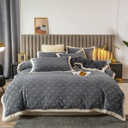 91家纺网 家纺一手货源 找家纺 （总）摩妮卡 2025新款加厚立体提花兔兔绒四件套