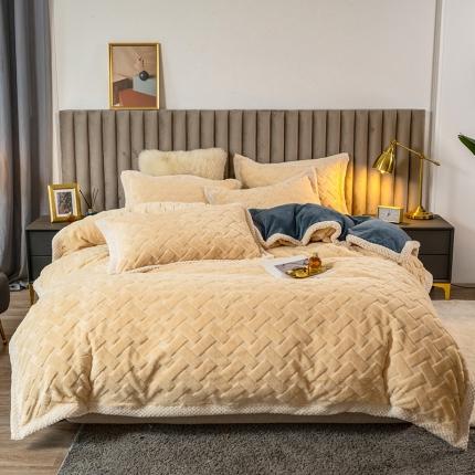 91家纺网 家纺一手货源 找家纺 （总）摩妮卡 2025新款加厚立体提花兔兔绒四件套