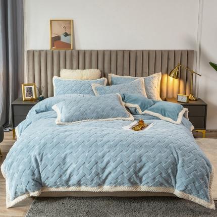 91家纺网 家纺一手货源 找家纺 （总）摩妮卡 2025新款加厚立体提花兔兔绒四件套