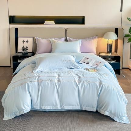 91家纺网 家纺一手货源 找家纺 （总）苏美 2024新款全棉磨毛轻奢刺绣四件套-山茶花系列