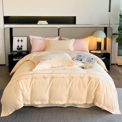 91家纺网 家纺一手货源 找家纺 （总）苏美 2024新款全棉磨毛轻奢刺绣四件套-山茶花系列