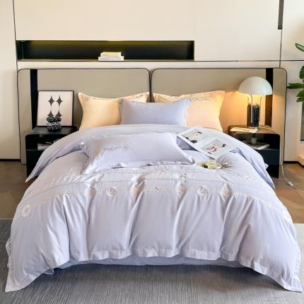 91家纺网 家纺一手货源 找家纺 （总）苏美 2024新款全棉磨毛轻奢刺绣四件套-山茶花系列