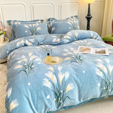 91家纺网 家纺一手货源 找家纺 （总）518家纺 2025新款A类高克重臻棉绒牛奶绒法兰 绒四件套