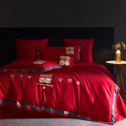 用心家居 2023新款长绒棉简约家居婚庆四件套