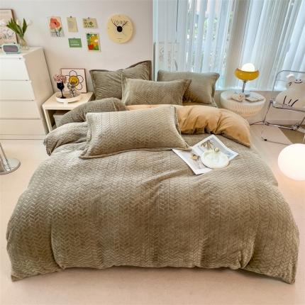 91家纺网 家纺一手货源 找家纺 （总）全季家居 2023新款小清新A类高克重加厚印花牛奶绒被套单件