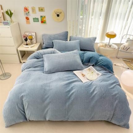 91家纺网 家纺一手货源 找家纺 （总）全季家居 2023新款小清新A类高克重加厚印花牛奶绒被套单件