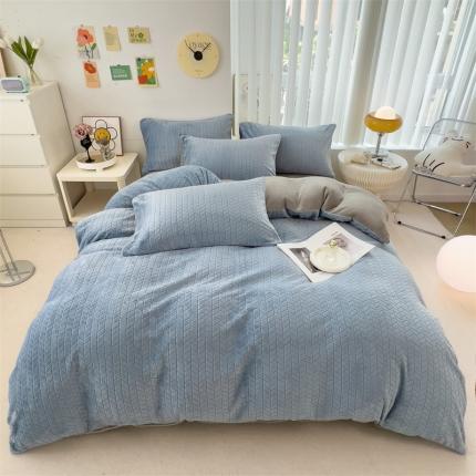 91家纺网 家纺一手货源 找家纺 （总）全季家居 2023新款小清新A类高克重加厚印花牛奶绒被套单件