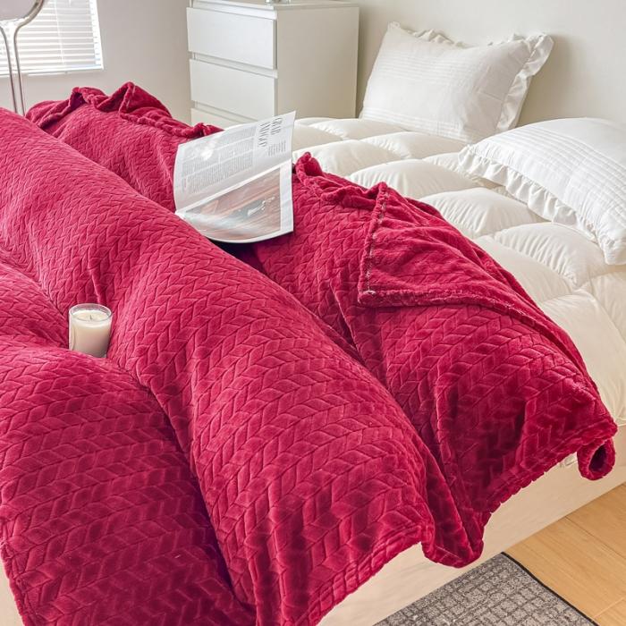 91家纺网 家纺一手货源 找家纺 （总）金来家纺 跨境电商 2024法莱绒提花麦穗毛毯 盖毯子办公午睡毯