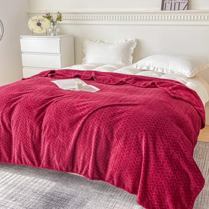 91家纺网 家纺一手货源 找家纺 （总）金来家纺 跨境电商 2024法莱绒提花麦穗毛毯 盖毯子办公午睡毯