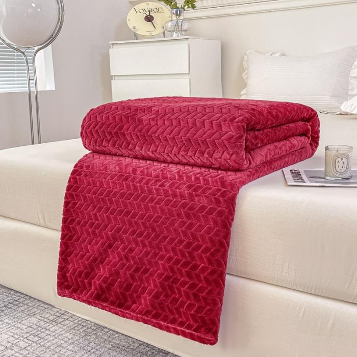 91家纺网 家纺一手货源 找家纺 （总）金来家纺 跨境电商 2024法莱绒提花麦穗毛毯 盖毯子办公午睡毯