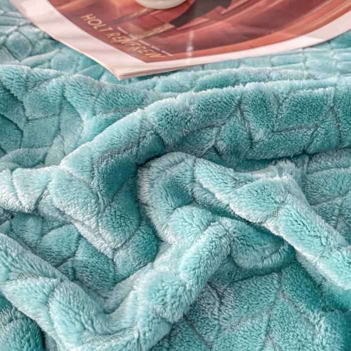 91家纺网 家纺一手货源 找家纺 金来家纺 跨境电商 2024新款法莱绒提花麦穗毛毯  盖毯子办公午睡毯 提花麦穗  绿色